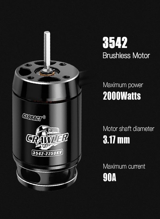 GLOBACT AM32 80A Crawler ESC and 3542 Brushless Motor Kit for 1/8 1/10 RC Crawler Car Axial SCX10 TRX-4 TRX-6 (2250KV 3542) - Image 4